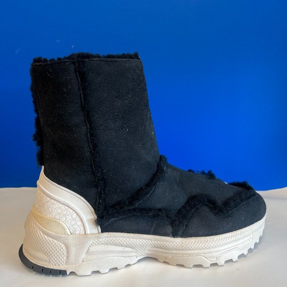 Coach Portia Shearling Boots Cold Weather Winter Boot Black G3329 Women Size 8 - Picture 1 of 6